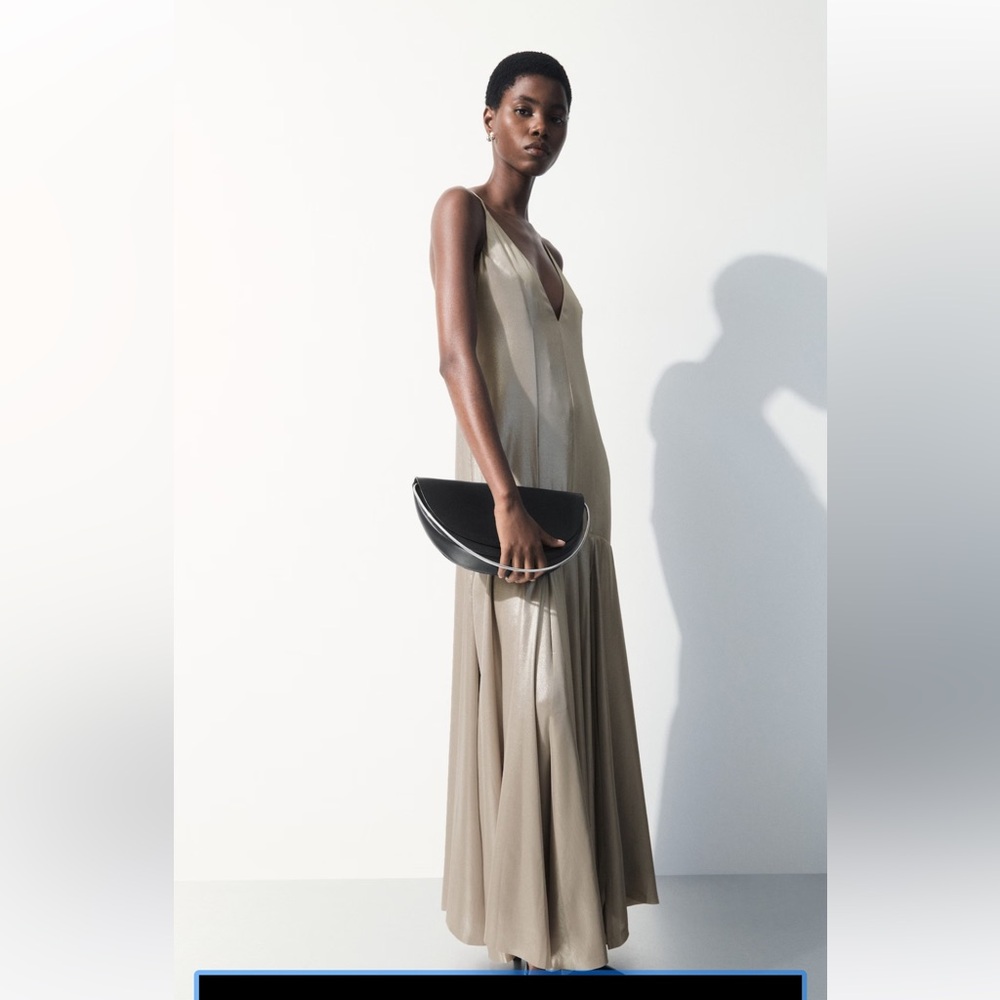 COS Atelier Metallic Flared Slip Dress (size 4)